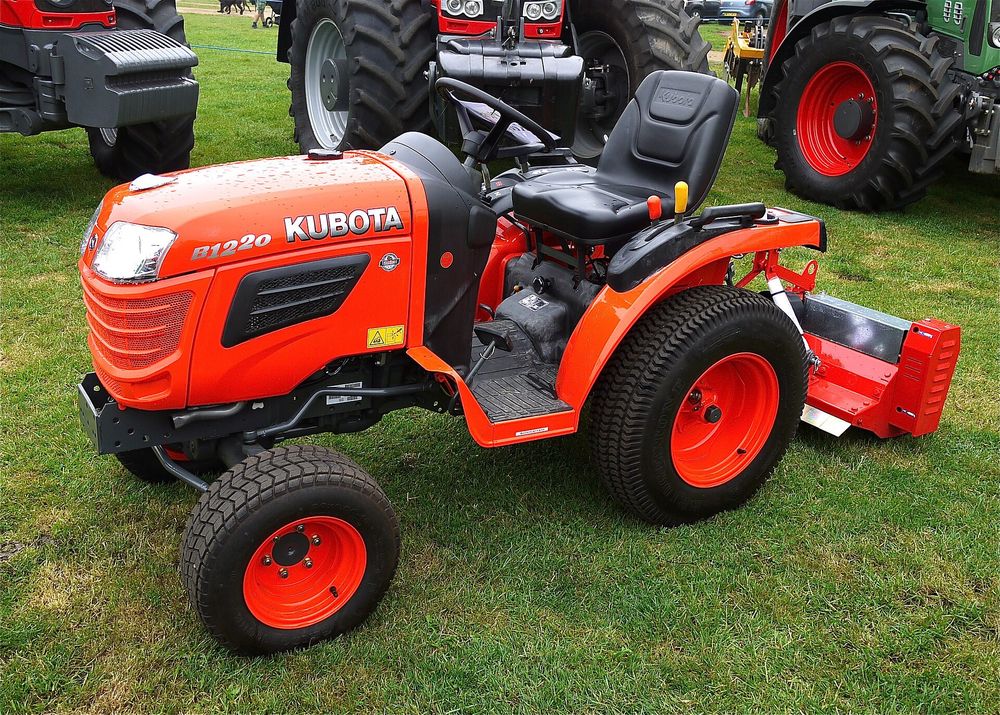 Kubota B-series compact tractor with rotary tiller